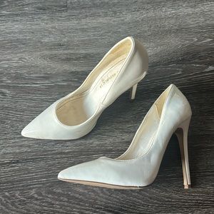 White pointed toe high heels
